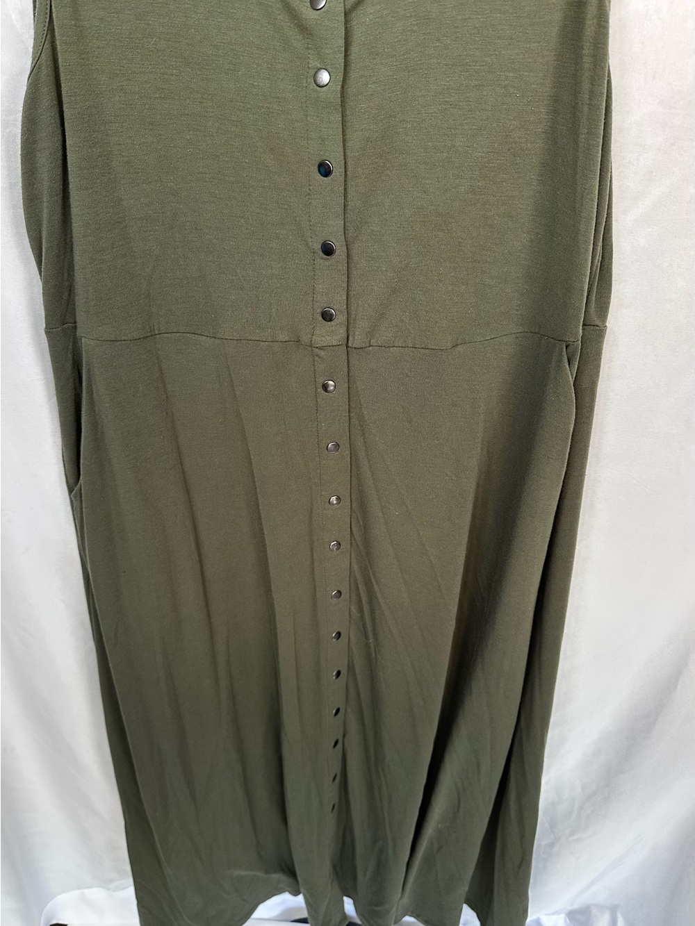 Torrid Olive Green Sleeveless Maxi Jersey Button-Front Dress Size 1 - Picture 2 of 10